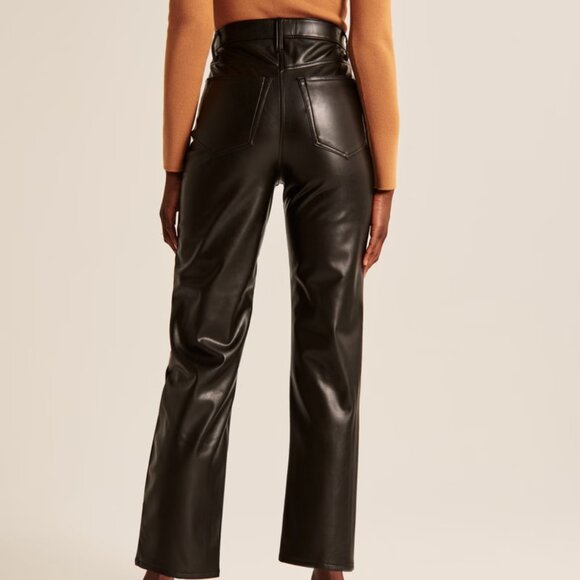 Abercrombie & Fitch Vegan Leather Ankle Straight Pant l Size 35 / 20R - Picture 2 of 4